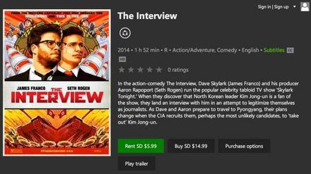 Der Film "The Interview" kann jetzt online geschaut werden, aber nur in den USA und Kanada.