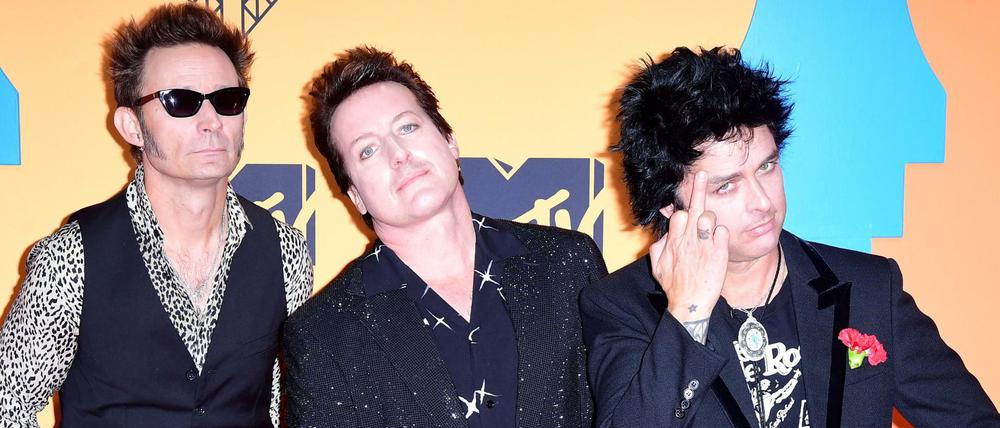 Tre Cool, Mike Dirnt und Billie Joe Armstrong, Mitglieder der Band Green Day. 