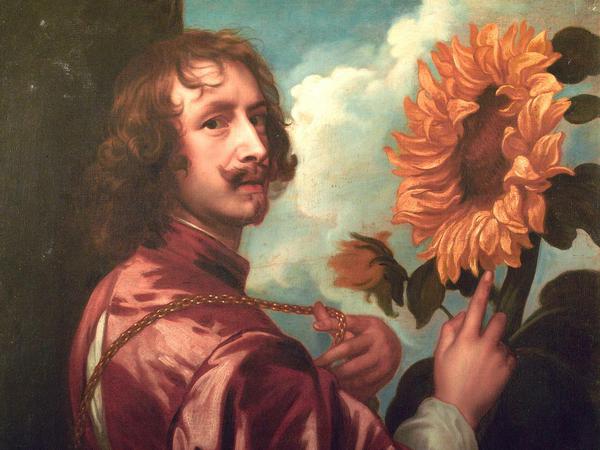 Selbstbildnis mit Sonnenblume eines unbekannten Künstlers nach Anthonis van Dyck