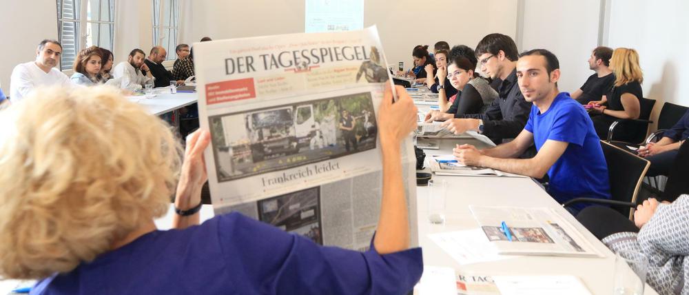 Deutsche Medien kennen lernen: Geflüchtete Journalisten beim Tagesspiegel-Workshop.