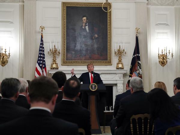 US-Präsident Trump bei einer Pressekonferenz im Weißen Haus.