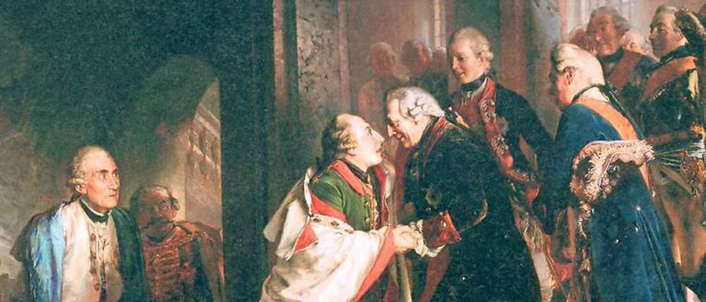  Adolph Menzel malte die „Begegnung Friedrichs des Großen mit Joseph II. in Neiße im Jahr 1769“. 