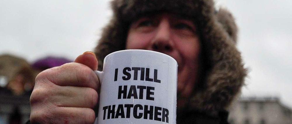 Protest gegen Margaret Thatcher.