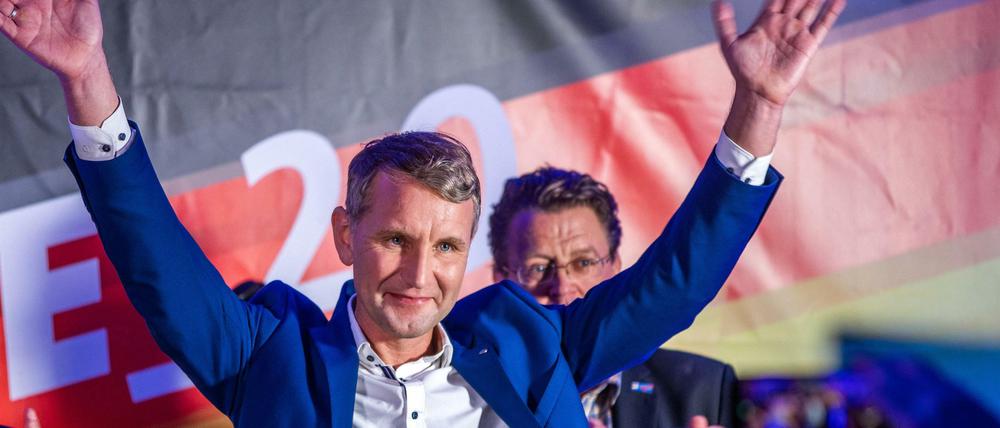 Ergebnis verdoppelt. Thüringens AfD-Chef Björn Höcke nach der Landtagswahl
