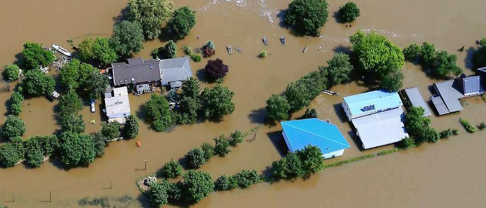 Hochwasser in Barby, Sachsen-Anhalt.