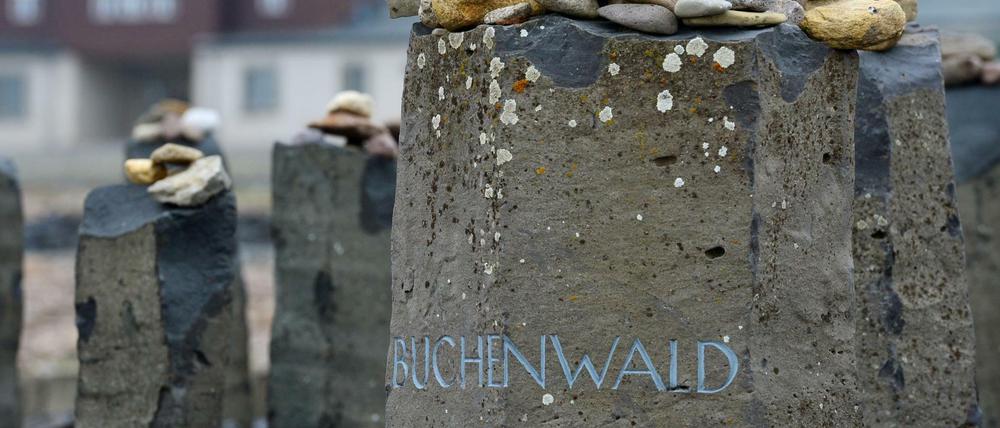 Gedenkstein im ehemaligen Konzentrationslager Buchenwald in Weimar (Thüringen)