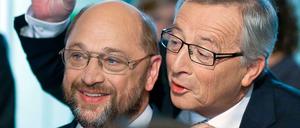 Martin Schulz (l.) und Jean-Claude Juncker vor der Ausstrahlung der "Wahlarena" (Archivbild).