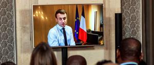Der französische Präsident Emmanuel Macron bei einer Videoschalte Ende Februar.