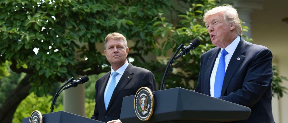 US-Präsident Donald Trump und der rumänische Staatschef Klaus Iohannis. 