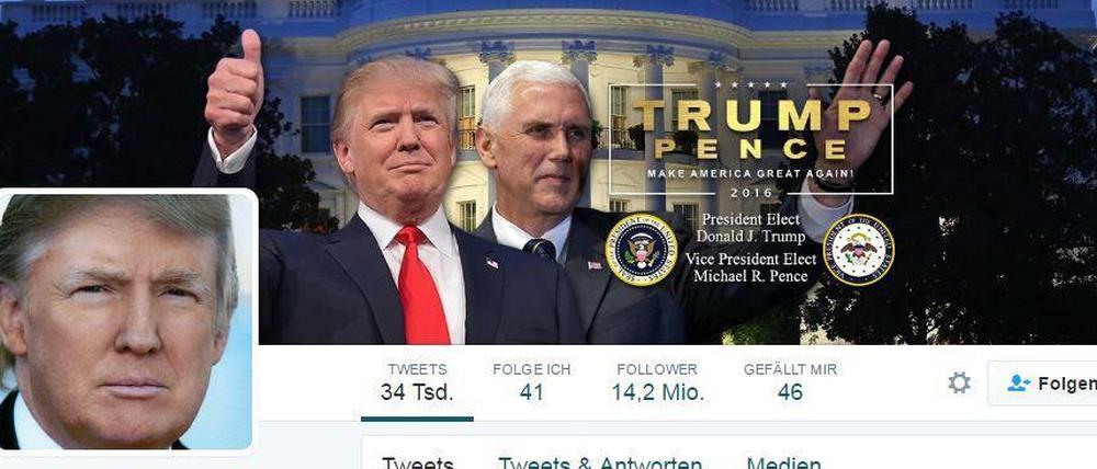 Das Twitter-Profil von Donald Trump am Tag nach der US-Wahl.