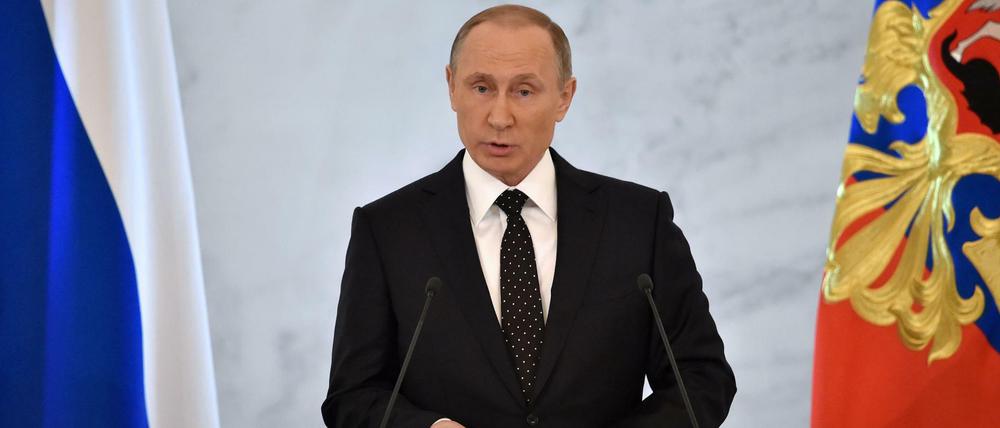 Russlands Präsident Wladimir Putin bei seiner Rede an die Nation.