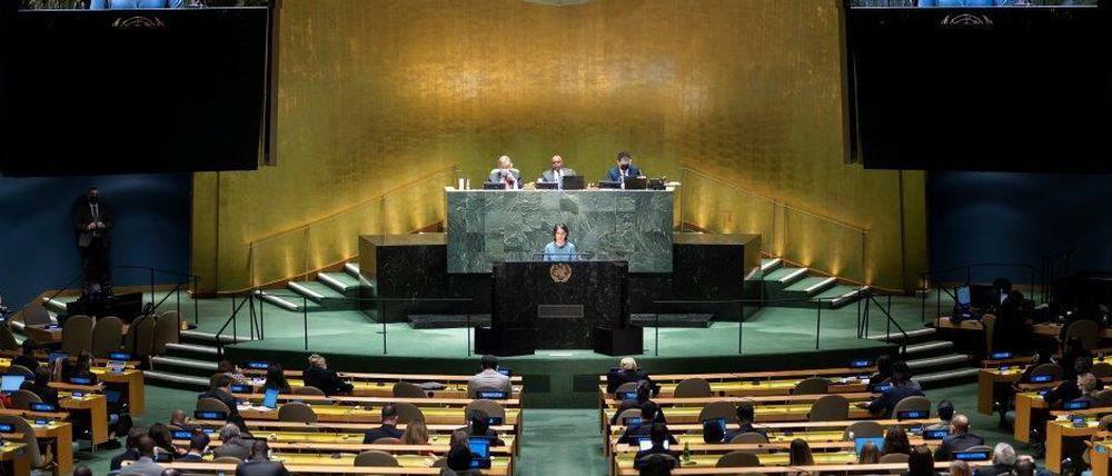 Außenministerin Annalena Baerbock spricht vor der UN-Vollversammlung in New York.