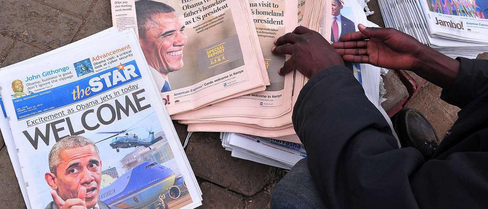 Kenias Zeitungen hießen den US-Präsidenten Barack Obama im Heimatland seines Vaters willkommen. 