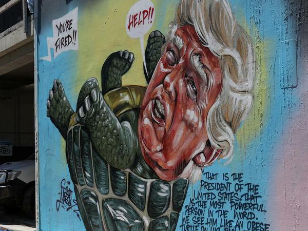 Der australische Künstler Scott Marsh hat Donald Trump karikiert 