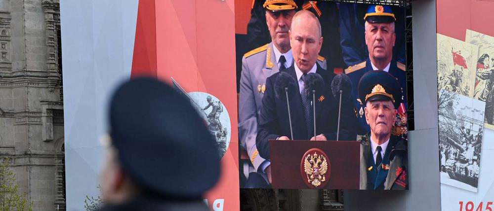 Russlands Präsident Putin bei seiner Rede in Moskau