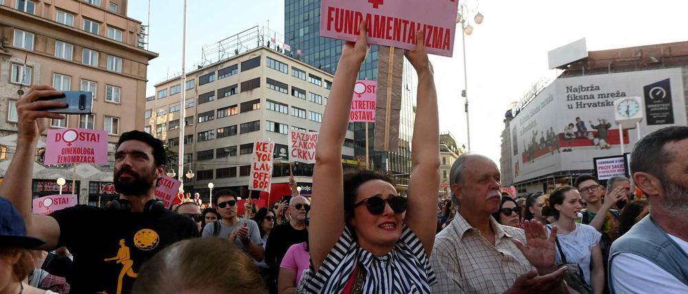 Proteste für Recht auf Abtreibung in Zagreb in Kroatien.