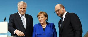 Optimisten unter sich: Seehofer, Merkel und Schulz wollen eine neue Groko.