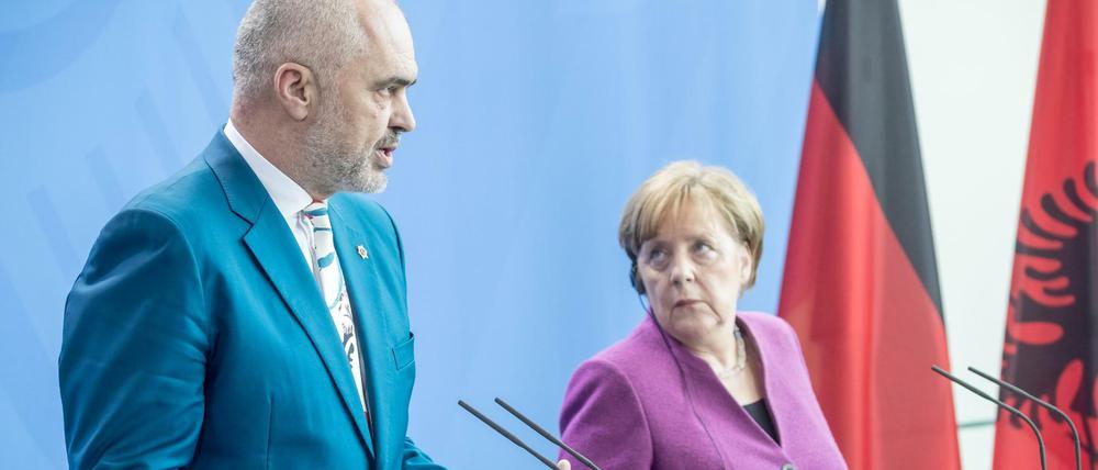 Bundeskanzlerin Angela Merkel (CDU) und der albanische Premierminister Edi Rama am Mittwoch im Kanzleramt.