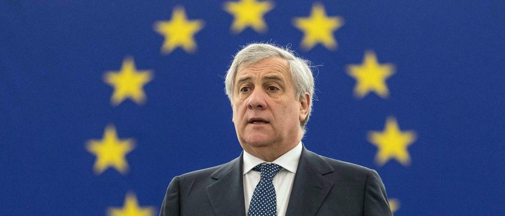 Der Präsident des Europäischen Parlaments, Antonio Tajani, spricht im Europäischen Parlament.