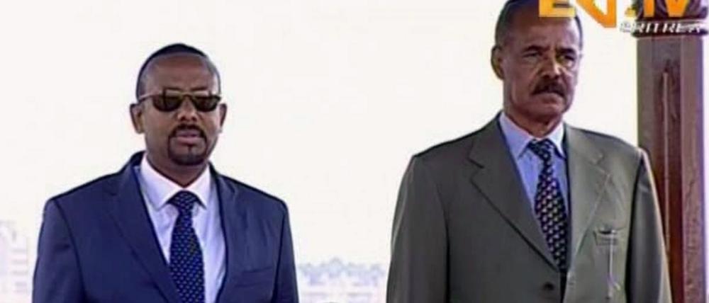 Abiy Ahmed (l), Ministerpräsident von Äthiopien, und Isaias Afwerki, Präsident von Eritrea