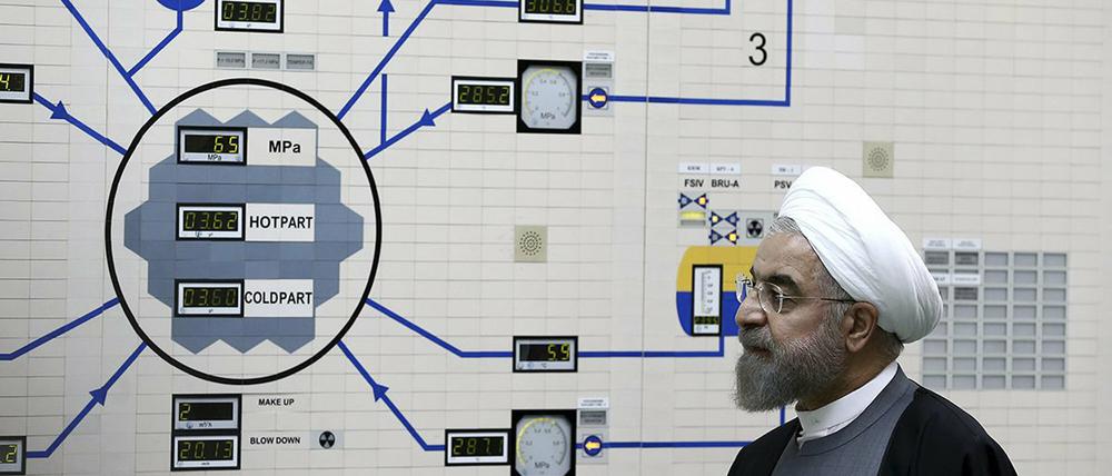 Hassan Ruhani, ehemaliger Präsident des Iran, besucht das Kernkraftwerkes Buschehr.
