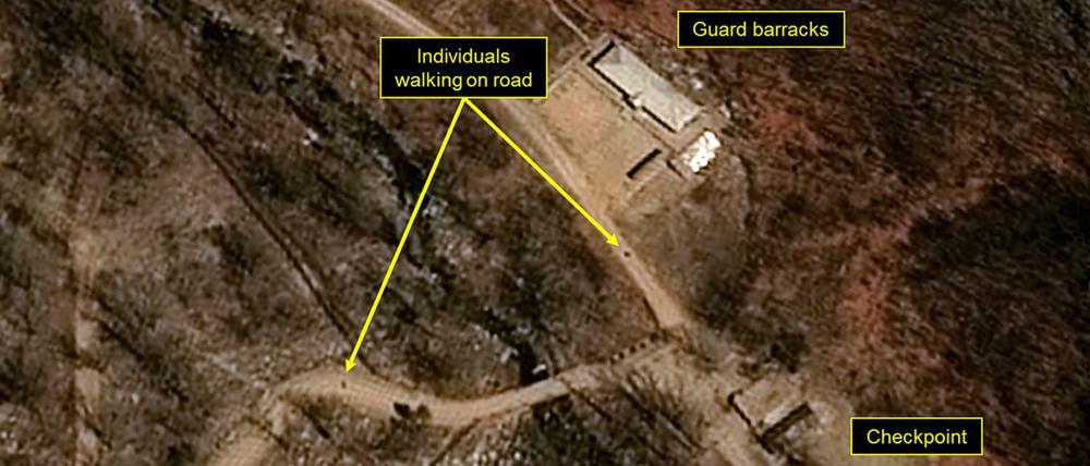 Das Satellitenfoto zeigt ein Atomwaffen-Testgelände in Punggye-ri im gebirgigen Nordosten Nordkoreas. 