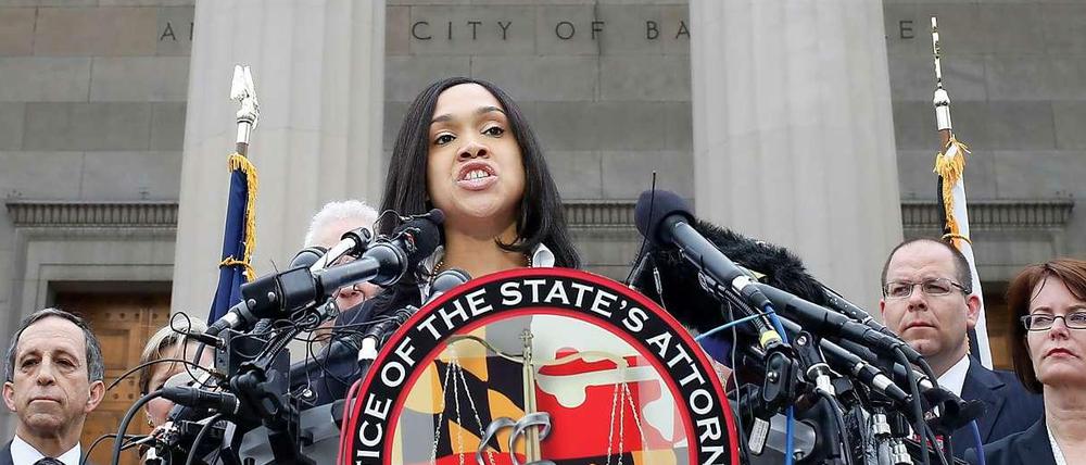 Genügend Anhaltspunkte für eine Anklage: Staatsanwältin Marilyn Mosby erklärt die Entscheidung in Baltimore. 