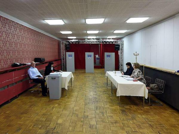 Wahllokal in Kleinmachnow in Brandenburg. 