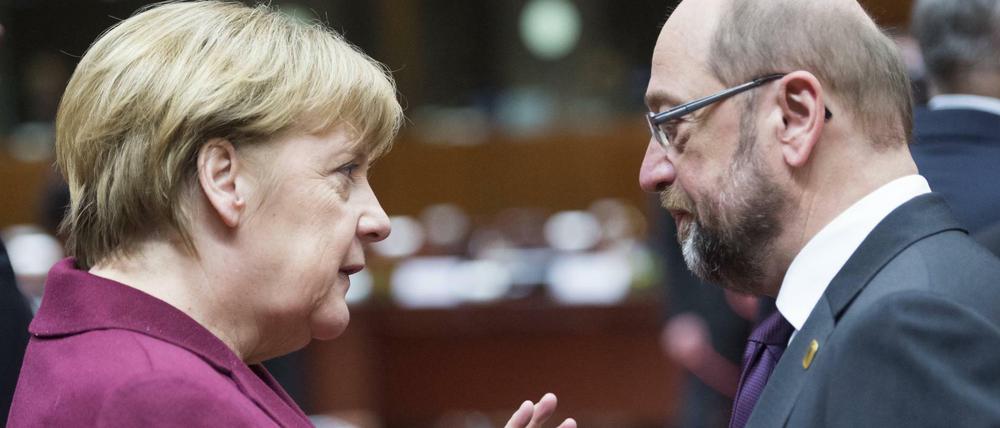 Angela Merkel und Martin Schulz im Dezember 2016 in Brüssel.