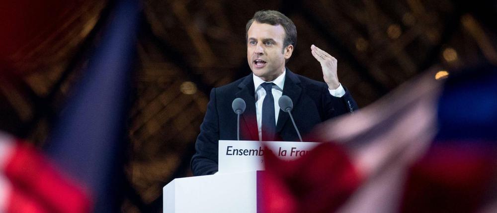 Emmanuel Macron nach der französischen Präsidentschaftswahl am Sonntagabend in Paris. 