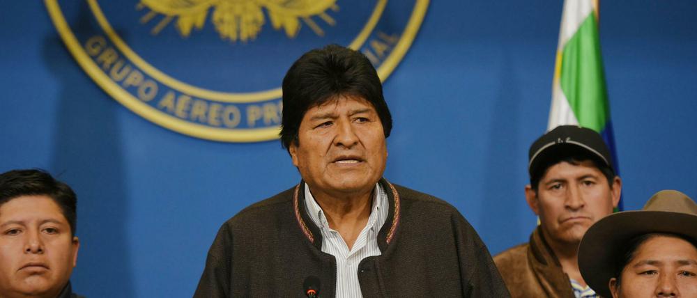 Evo Morales bei seinem Rücktritt im November 2019 