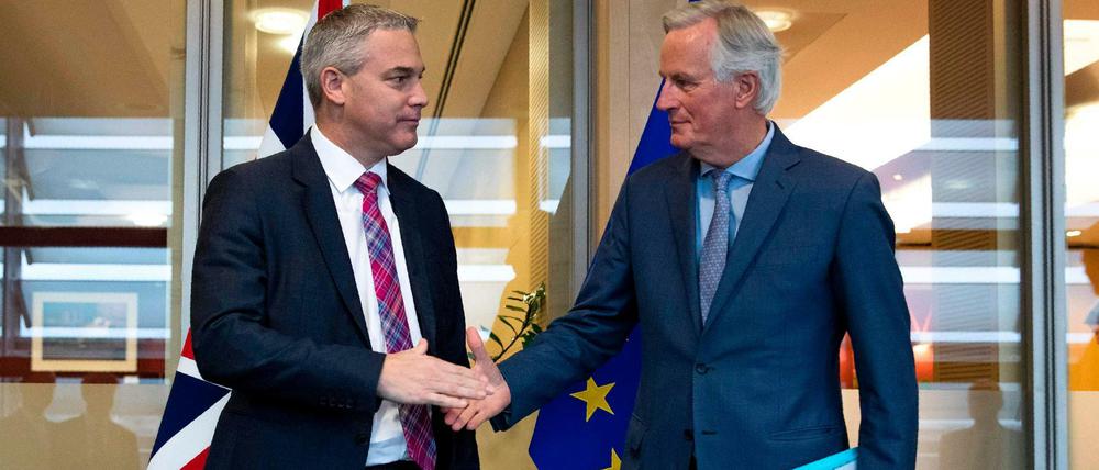Der britische Staatssekretär Stephen Barclay und der EU-Brexit-Beauftragte Michel Barnier trafen sich am Freitag in Brüssel. 