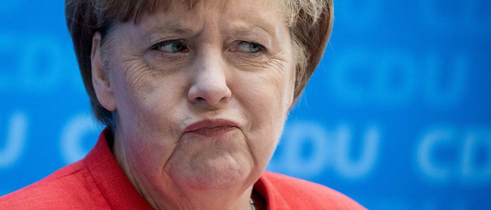 Angela Merkel, Bundeskanzlerin und CDU-Bundesvorsitzende, spricht bei einer Pressekonferenz