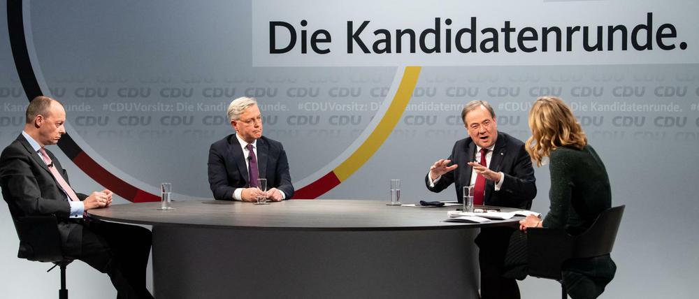 Die drei Kandidaten für den Vorsitz der CDU im Online-Video-Talkformat.