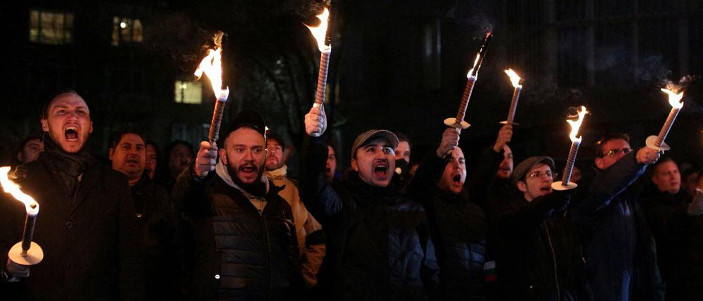 Teilnehmer des Lukov-Marsches in Sofia. 