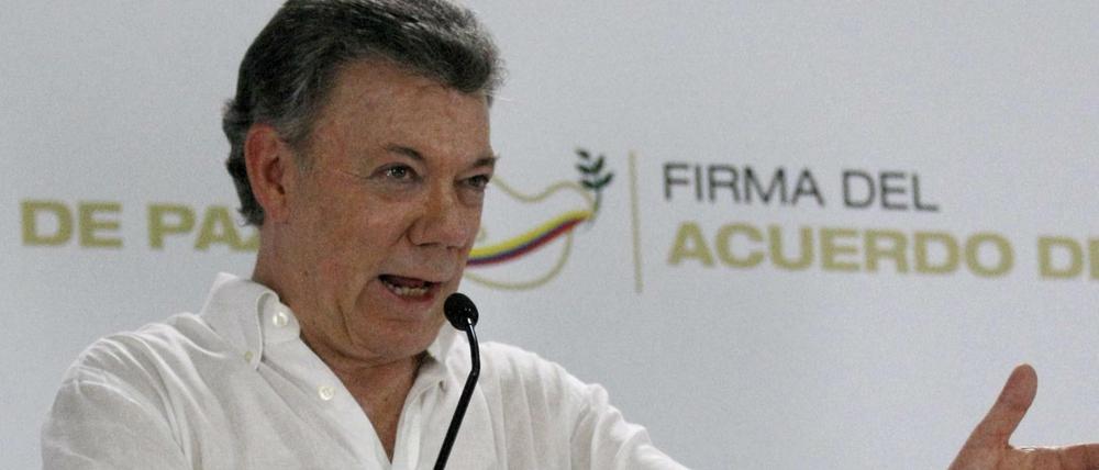 Juan Manuel Santos wurde heftig kritisiert, weil er den Frieden mit der Guerilla anstrebte. 