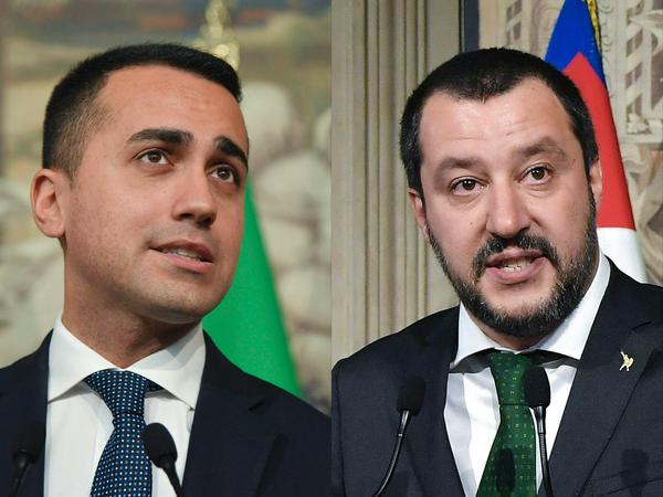 Luigi Di Maio (links) und Matteo Salvini stellten den Koalitionsvertrag in Rom vor.