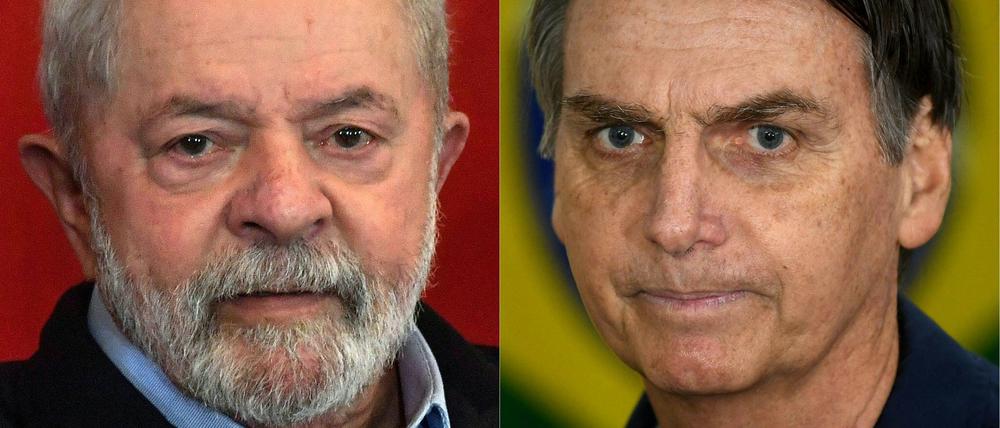 Der ehemalige Präsident (2003-2010) Luiz Inacio Lula da Silva (l) und der amtierende Präsident Jair Bolsonaro (r). 