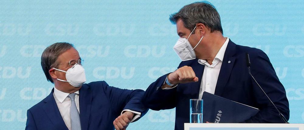 Unionskanzlerkandidat Armin Laschet (CDU) und CSU-Chef Markus Söder (am 21. Juni 2021 in Berlin)