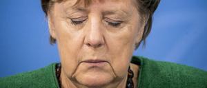 Bundeskanzlerin Angela Merkel (CDU) bei der Pressekonferenz im Kanzleramt nach den Beratungen von Bund und Ländern