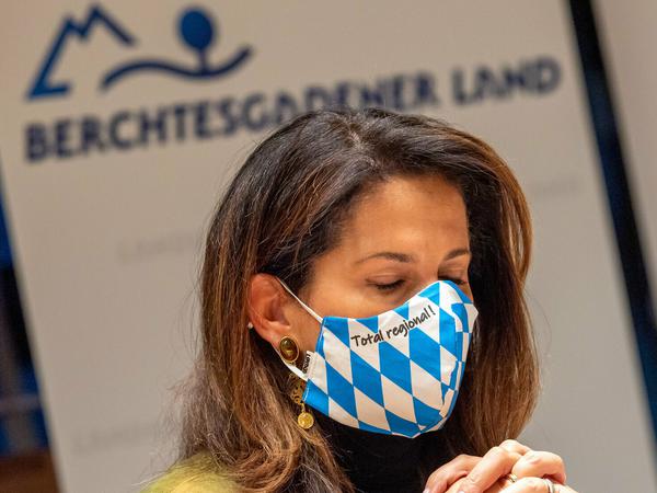 Bayerns Agrarministerin Michaela Kaniber (CSU) bei der Verkündung der Lockdown-Maßnahmen. 