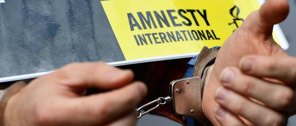 Protest gegen die Verhaftung der türkischen Amnesty-Chefs Taner Kilic in Brüssel (Archivbild vom 15.6.2017)