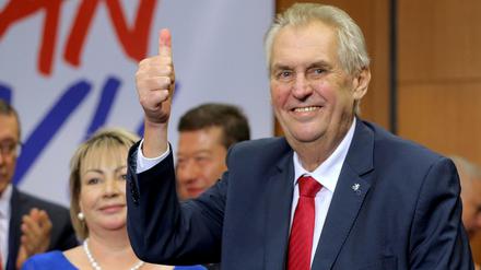 Tschechiens Präsident Milos Zeman nach seiner Wiederwahl am Samstag.