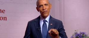 Barack Obama hält seine Rede im Museum of the American Revolution in Philadelphia.
