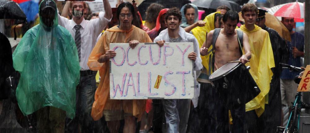 Eins von vielen Gesichtern der Antiglobalisierungsstimmung: Die "Occupy Wall Street"-Kampagne beim Protestmarsch durch New York in 2011. 