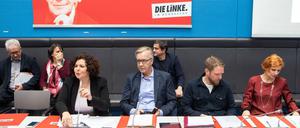 Sitzung der Linksfraktion im Bundestag: Amira Mohamed Ali, Dietmar Bartsch, Jan Korte und Katja Kipping (von links).