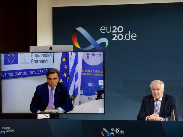 Der Vizepräsident der EU-Kommission, Margaritis Schinas, war per Video dabei.