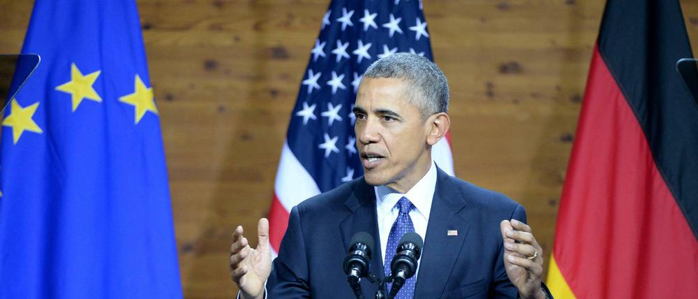 US-Präsident Barack Obama hält eine Rede auf der Hannover Messe.