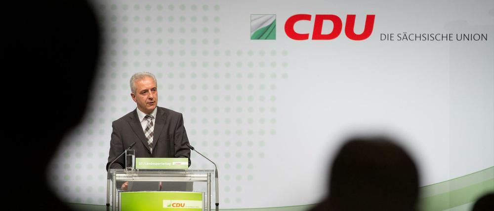 Sachsens Ministerpräsident Stanislaw Tillich und CDU-Landeschef 2012 auf einem CDU-Landesparteitag in Leipzig. 