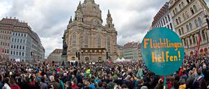 Demonstration für ein weltoffenes Dresden. Auch Viola Klein, Initiatorin der App, sprach im Januar bei der Kundgebung.